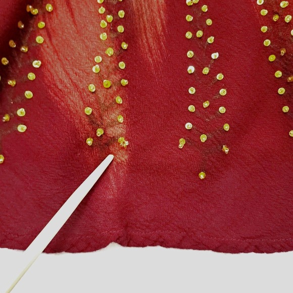 Greater Good Hippie Bohemian Tunic Burgundy Rhinestone Embroidered Plus Sz 1X-2X - Picture 9 of 9